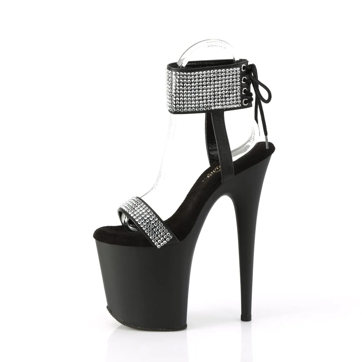 FLAMINGO-870 Black Faux Leather-Rhinestones/Black Matte