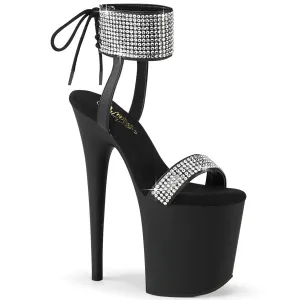 FLAMINGO-870 Black Faux Leather-Rhinestones/Black Matte