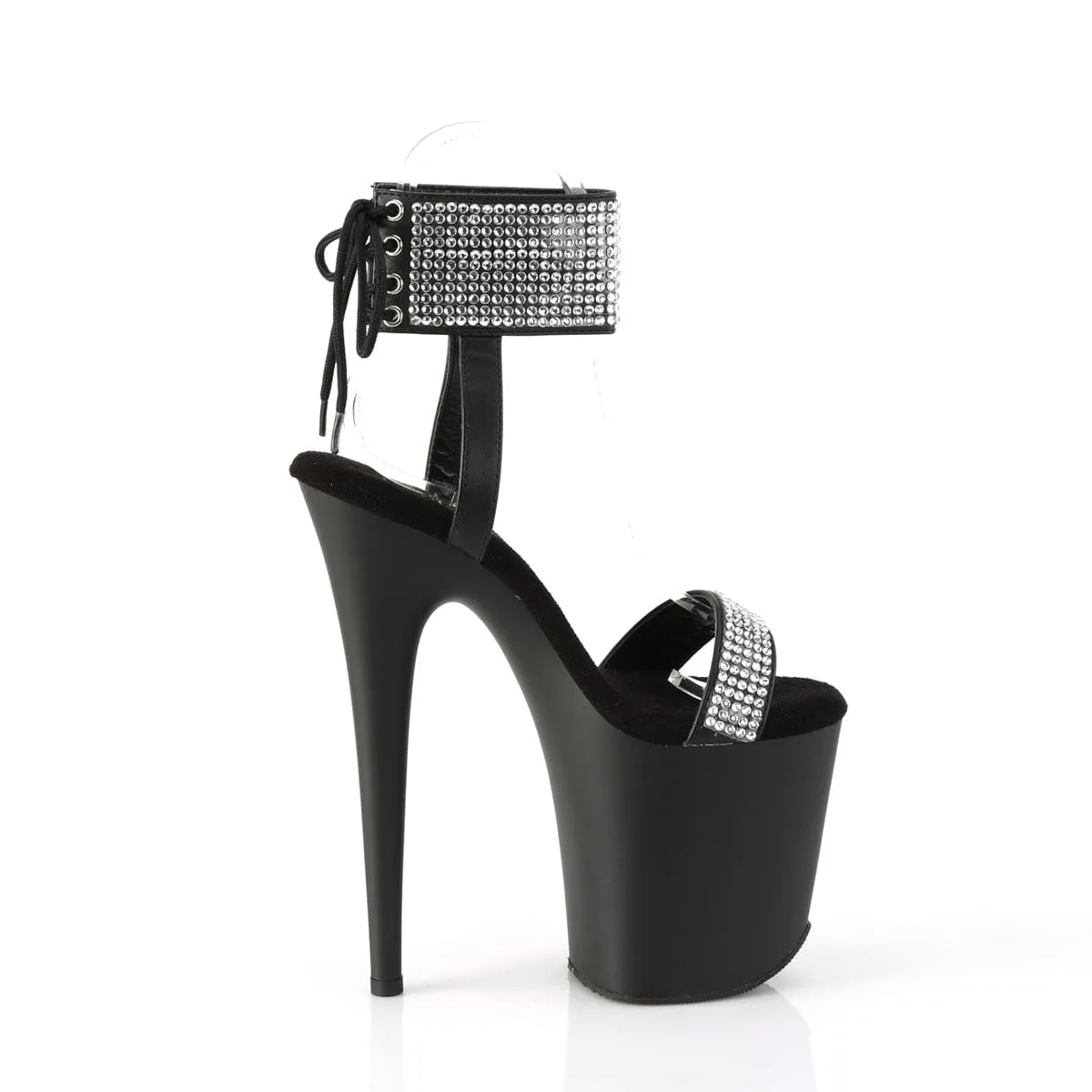 FLAMINGO-870 Black Faux Leather-Rhinestones/Black Matte