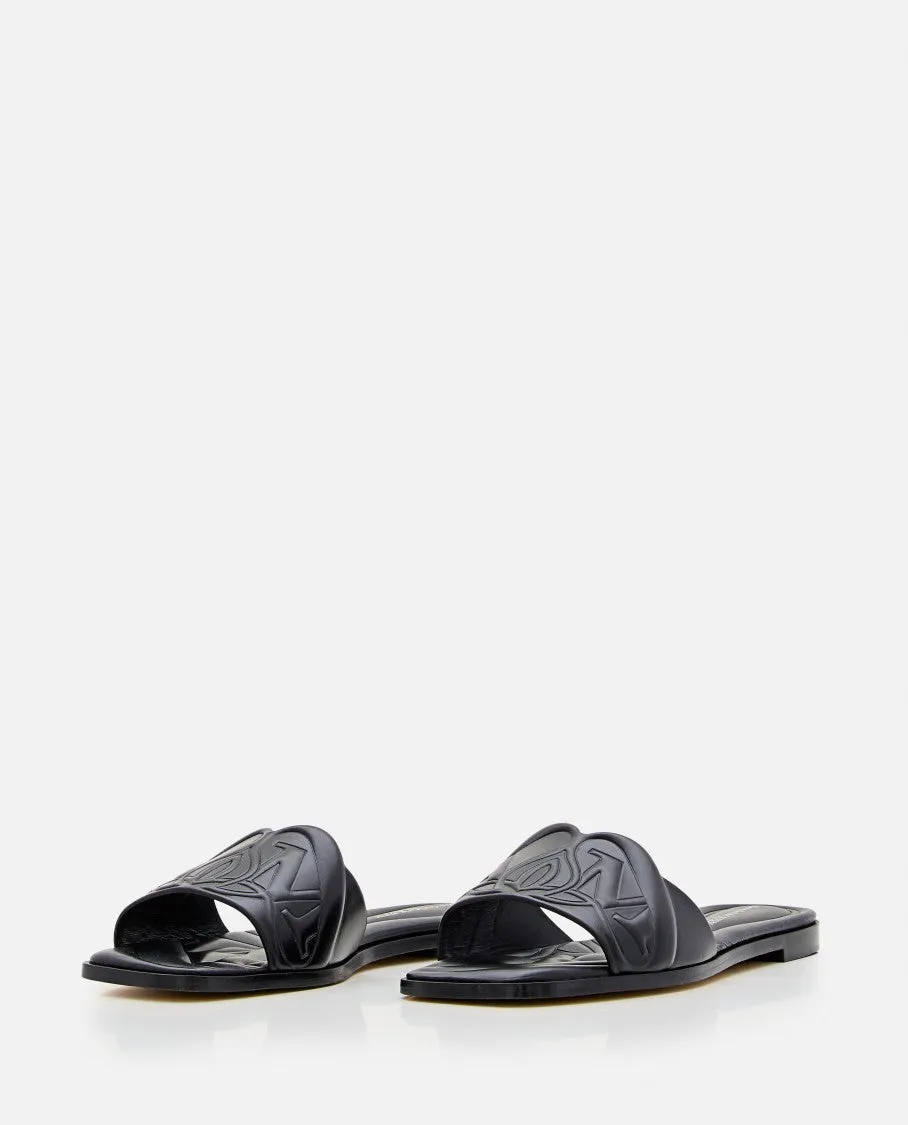 Flat Leather Slide Sandal