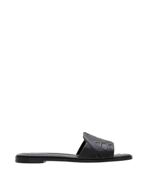 Flat Leather Slide Sandal