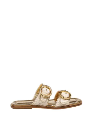 Flat Sandals With Buckles And Cushioned Footbed