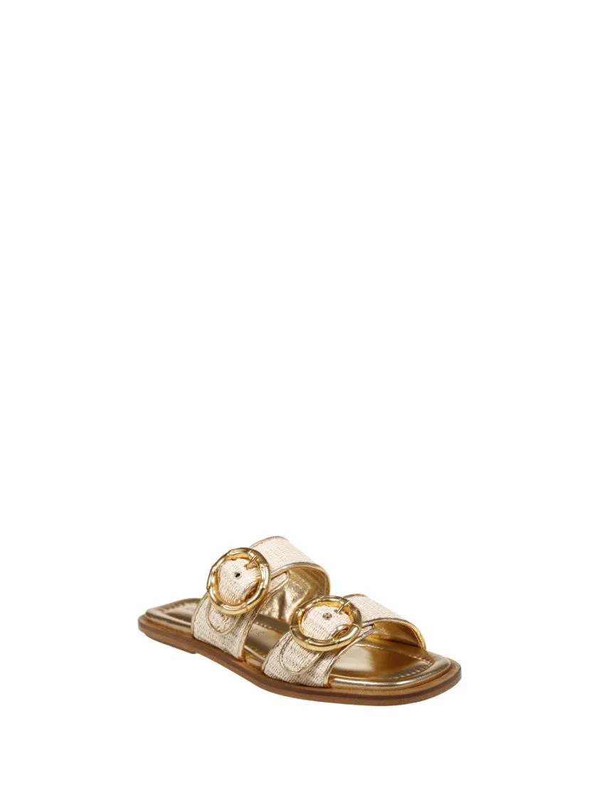 Flat Sandals With Buckles And Cushioned Footbed