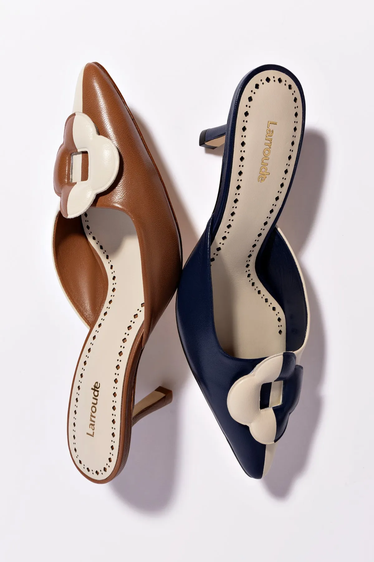 Flora Pump In Navy and Ivory Leather