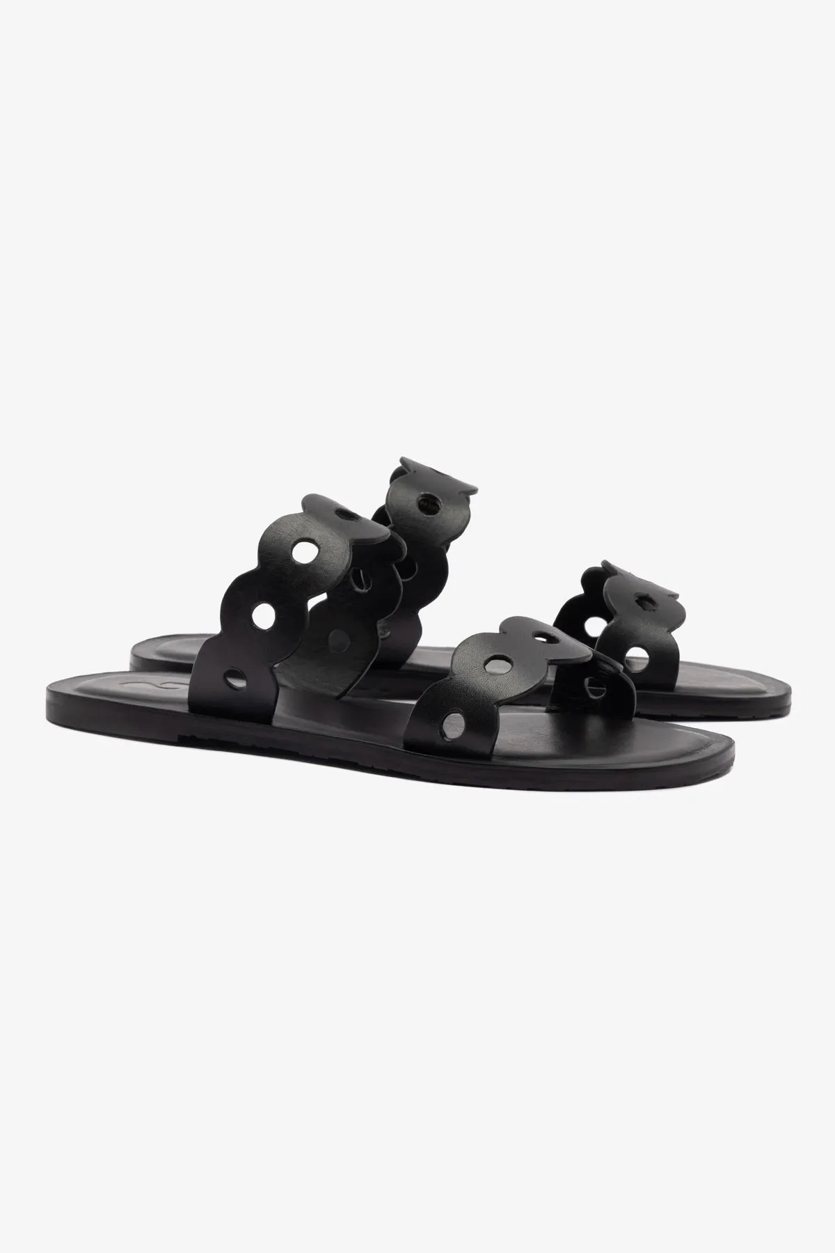 Florence Flat Mule In Black Leather