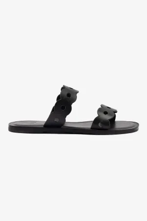 Florence Flat Mule In Black Leather