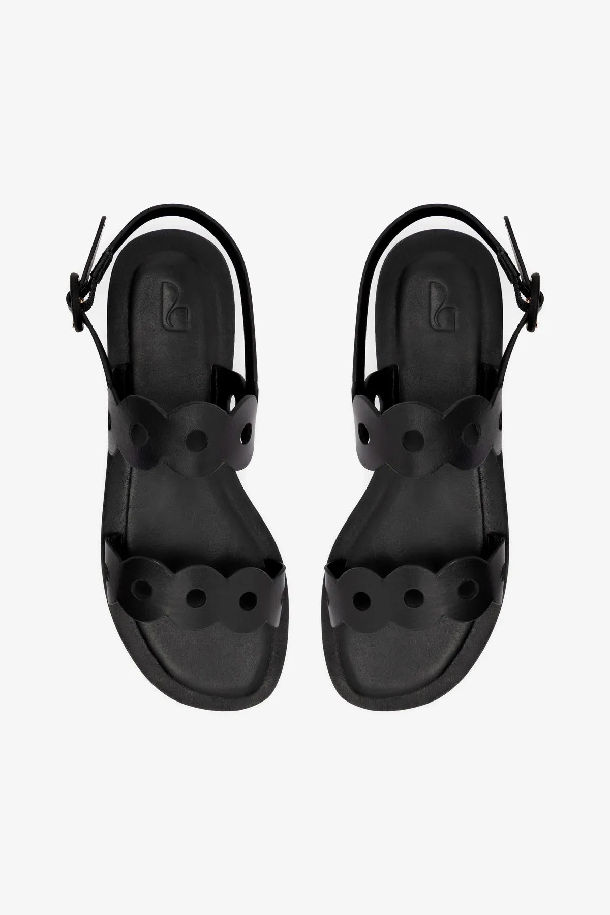 Florence Flat Sandal In Black Leather
