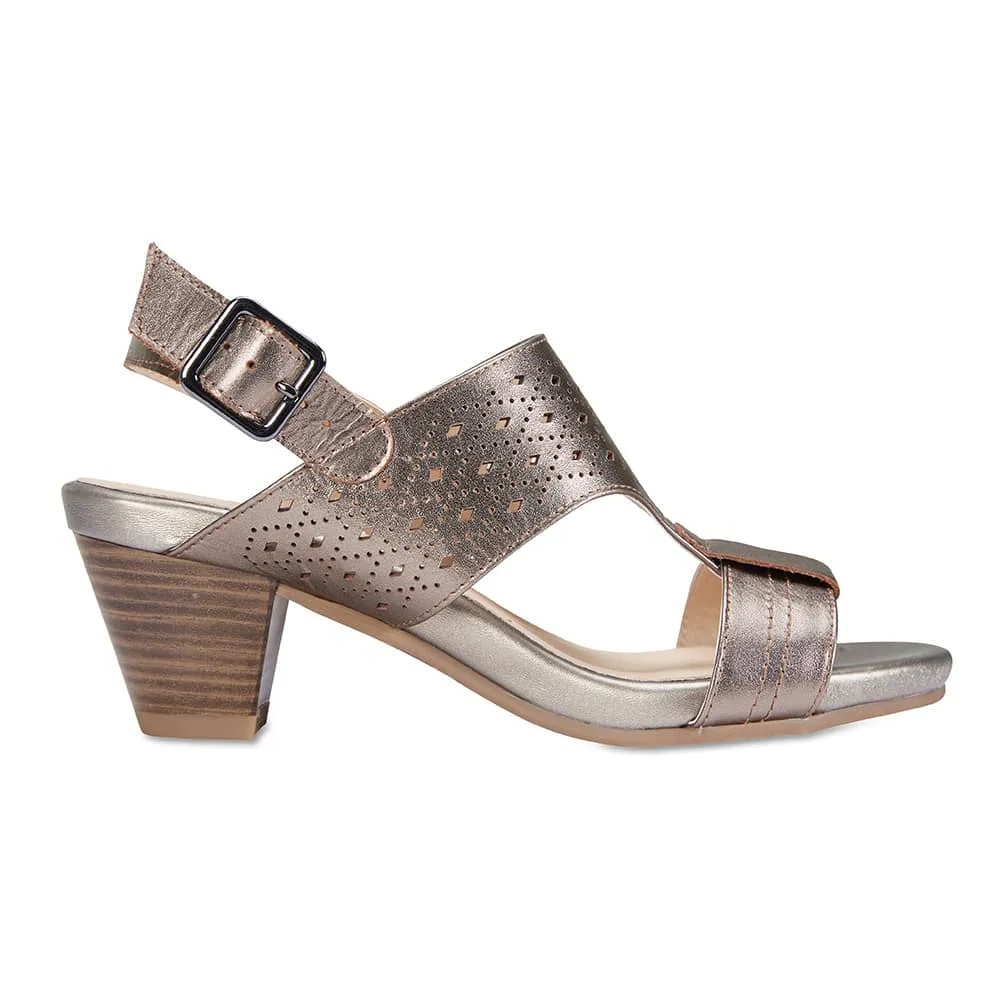 Fonda Heel in Pewter Leather