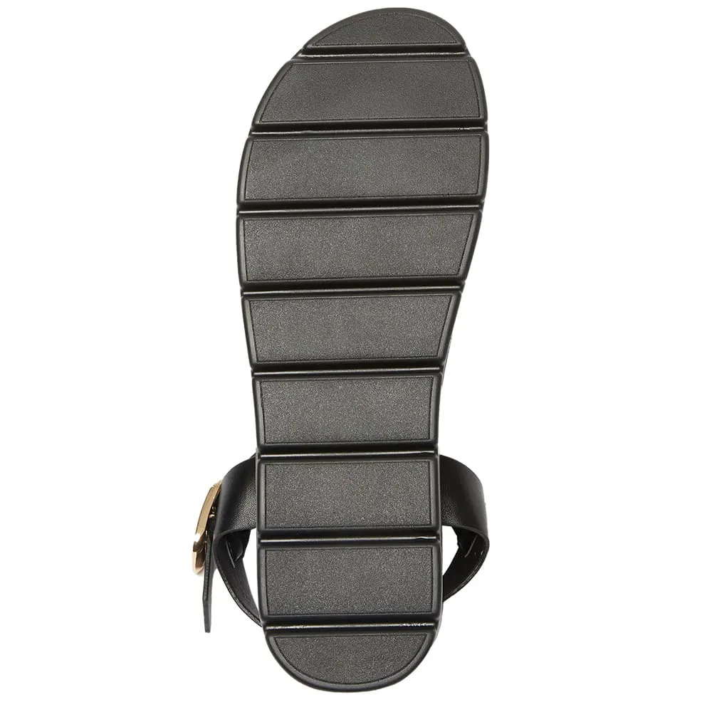 Frankie Sandal in Black Smooth