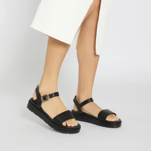 Frankie Sandal in Black Smooth