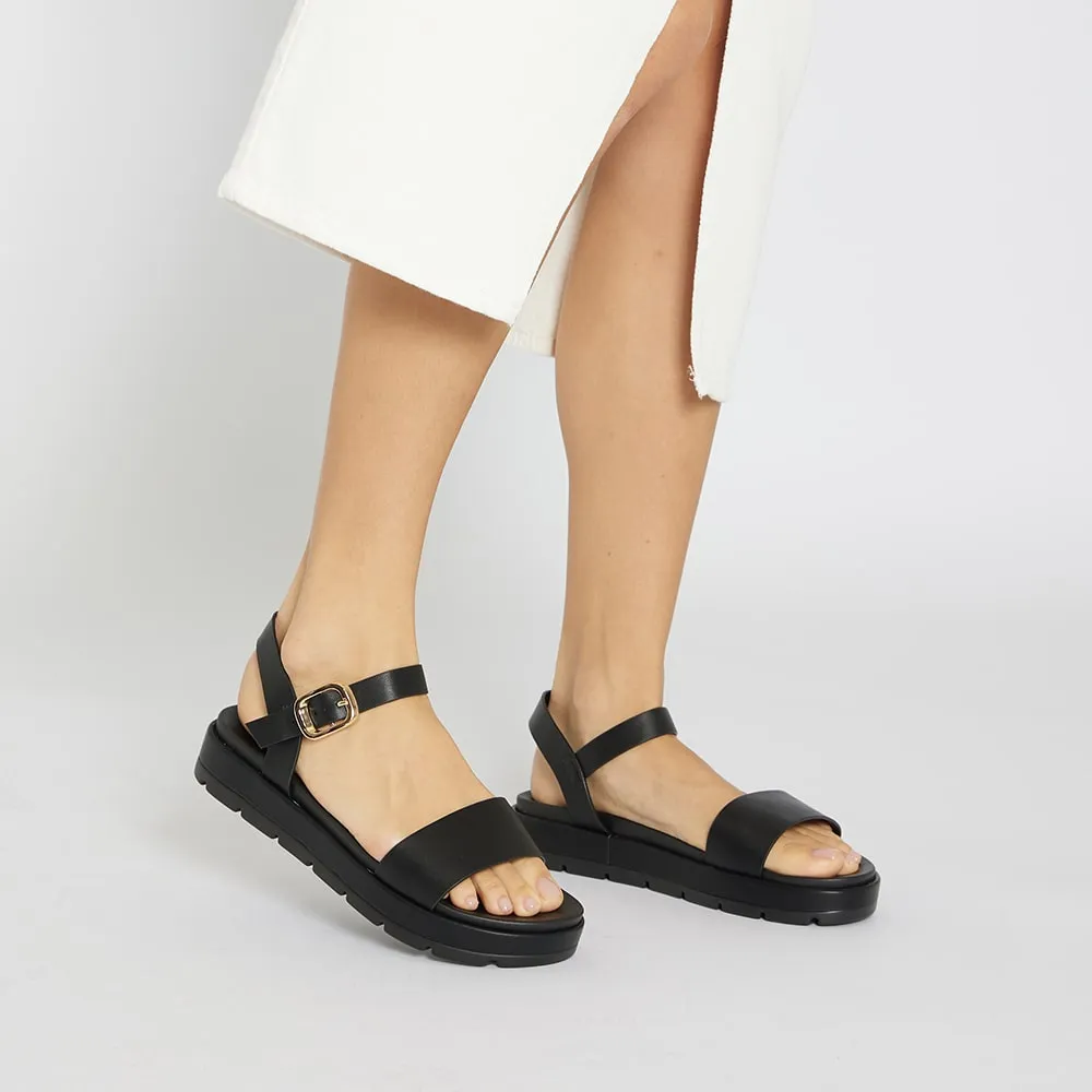 Frankie Sandal in Black Smooth