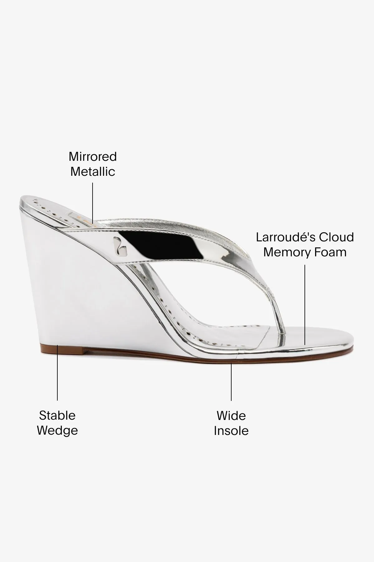 Gaia Wedge Sandal In Silver Specchio