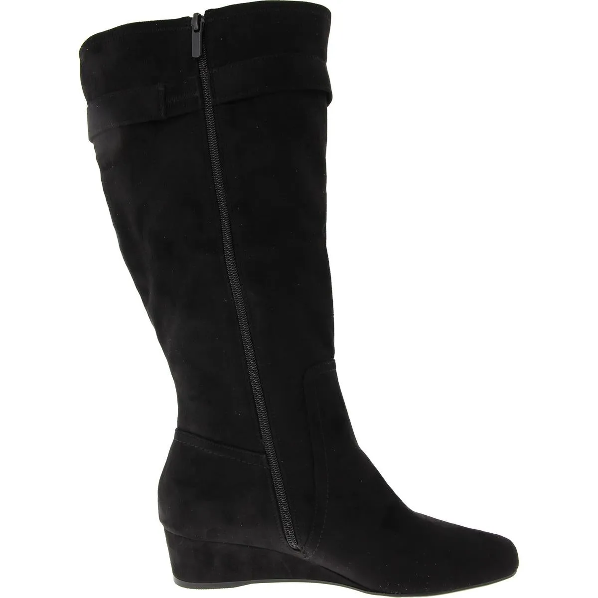 GELSEY Womens Faux Suede Zipper Knee-High Boots