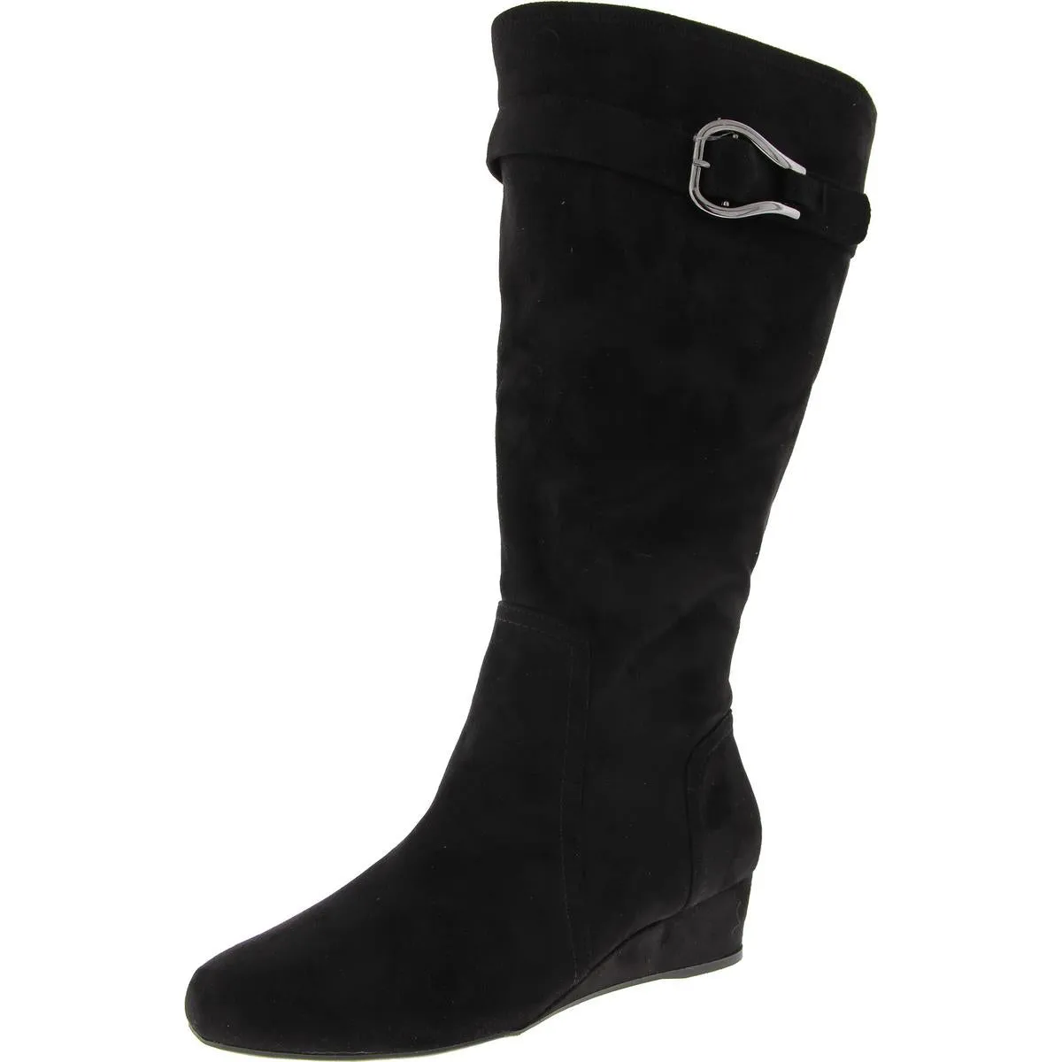 GELSEY Womens Faux Suede Zipper Knee-High Boots