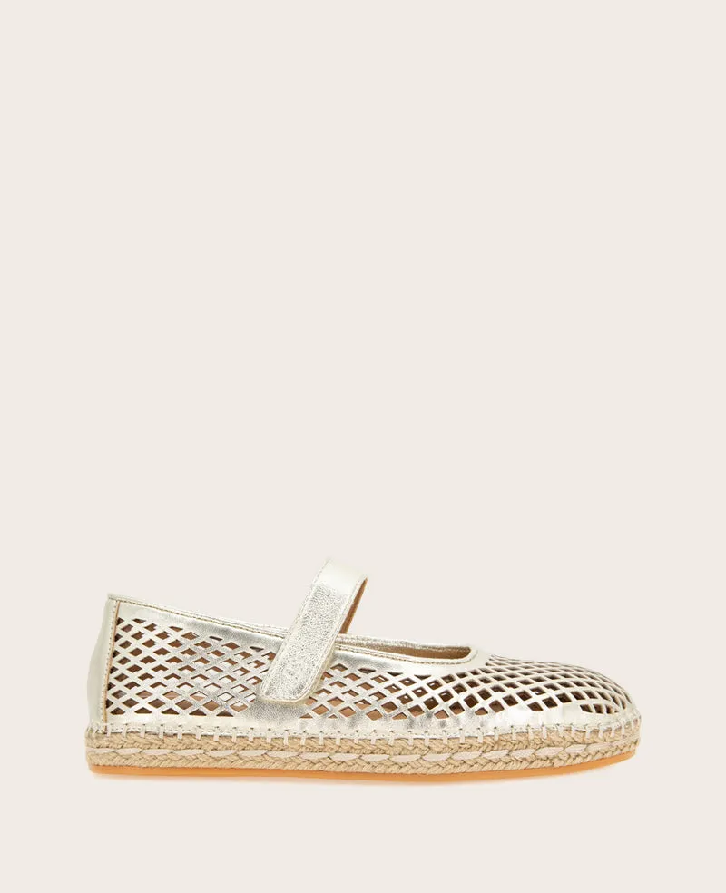 GENTLE SOULS - Sienna Metallic Fish Net Mary Jane Espadrille