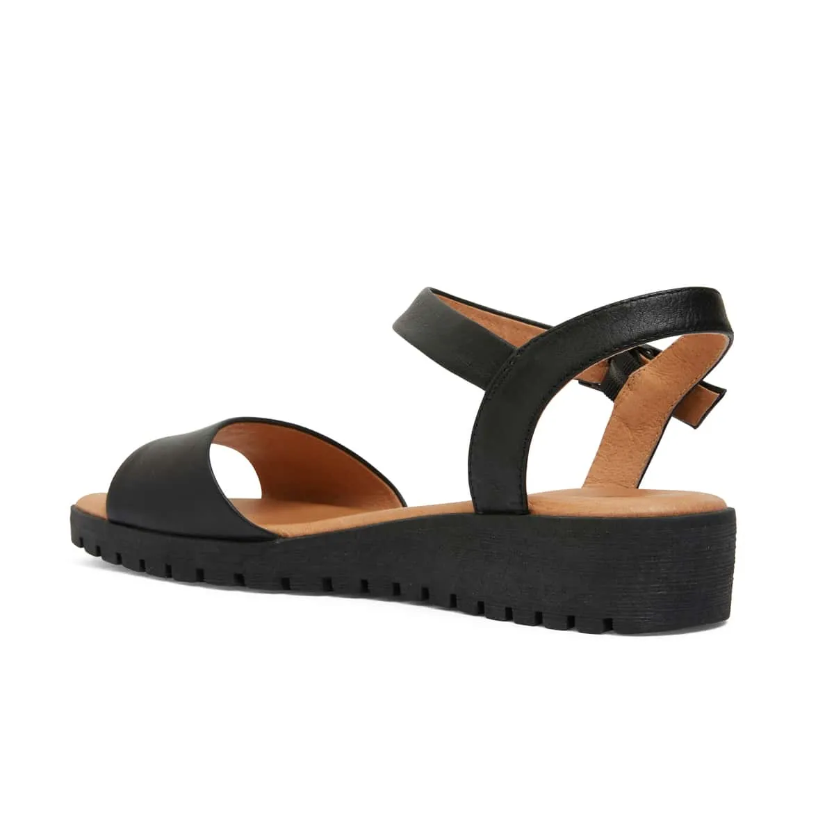 Georgie Sandal in Black Leather