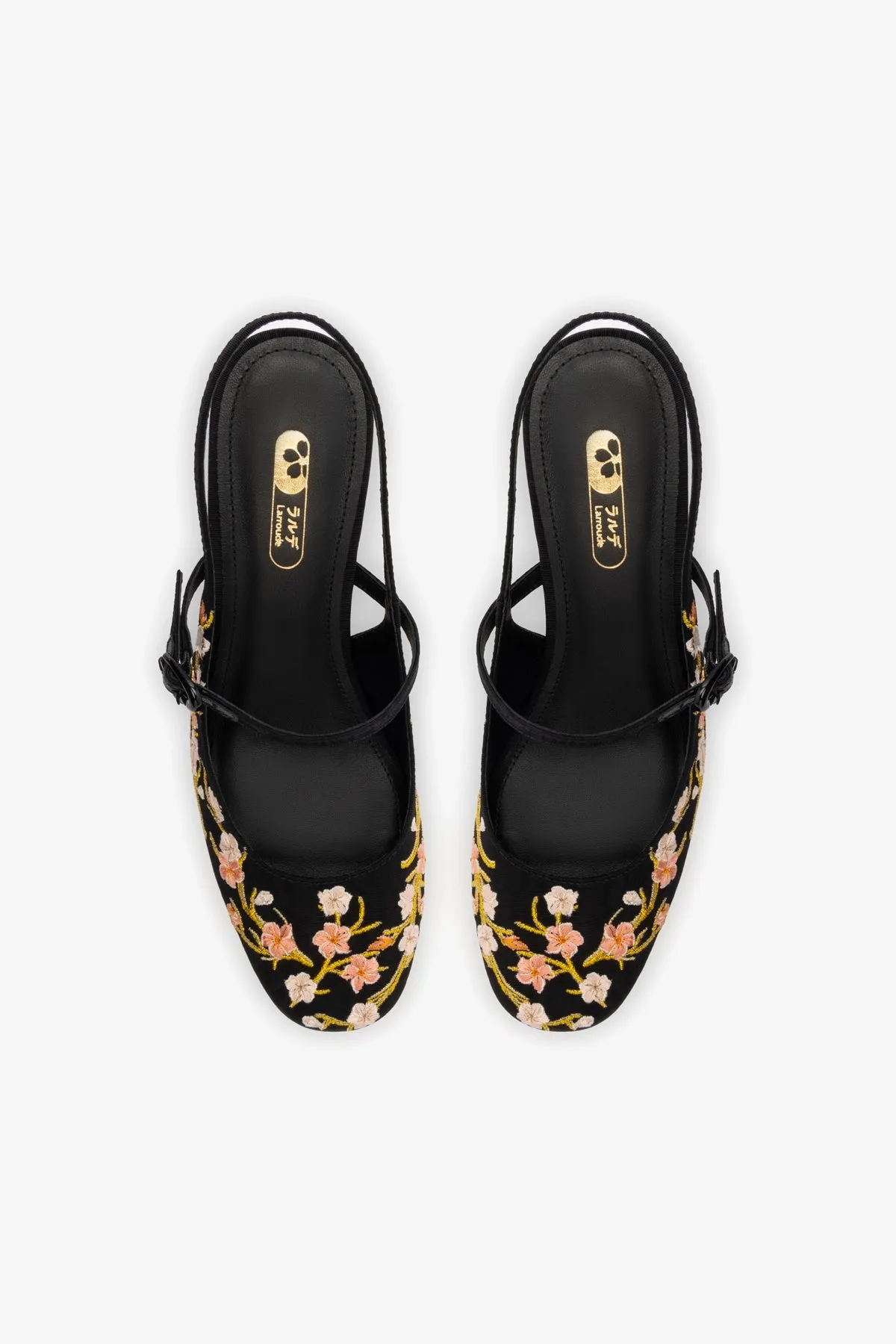Georgina Pump In Black Sakura Printed Fabric