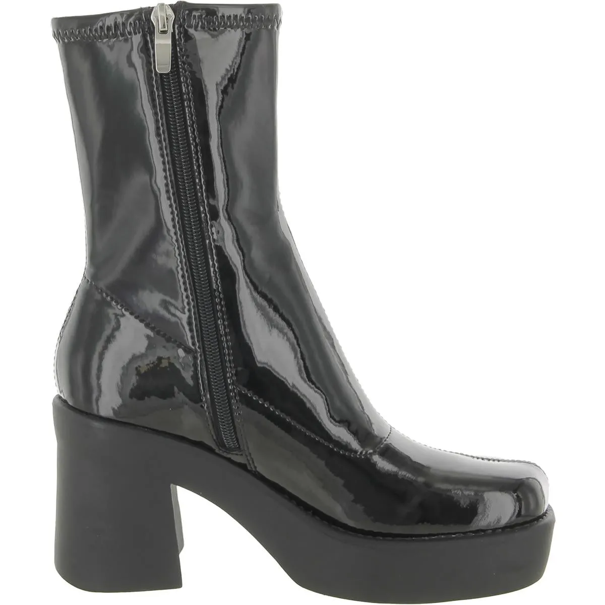 Gerri 3 Womens Patent Square Toe Mid-Calf Boots