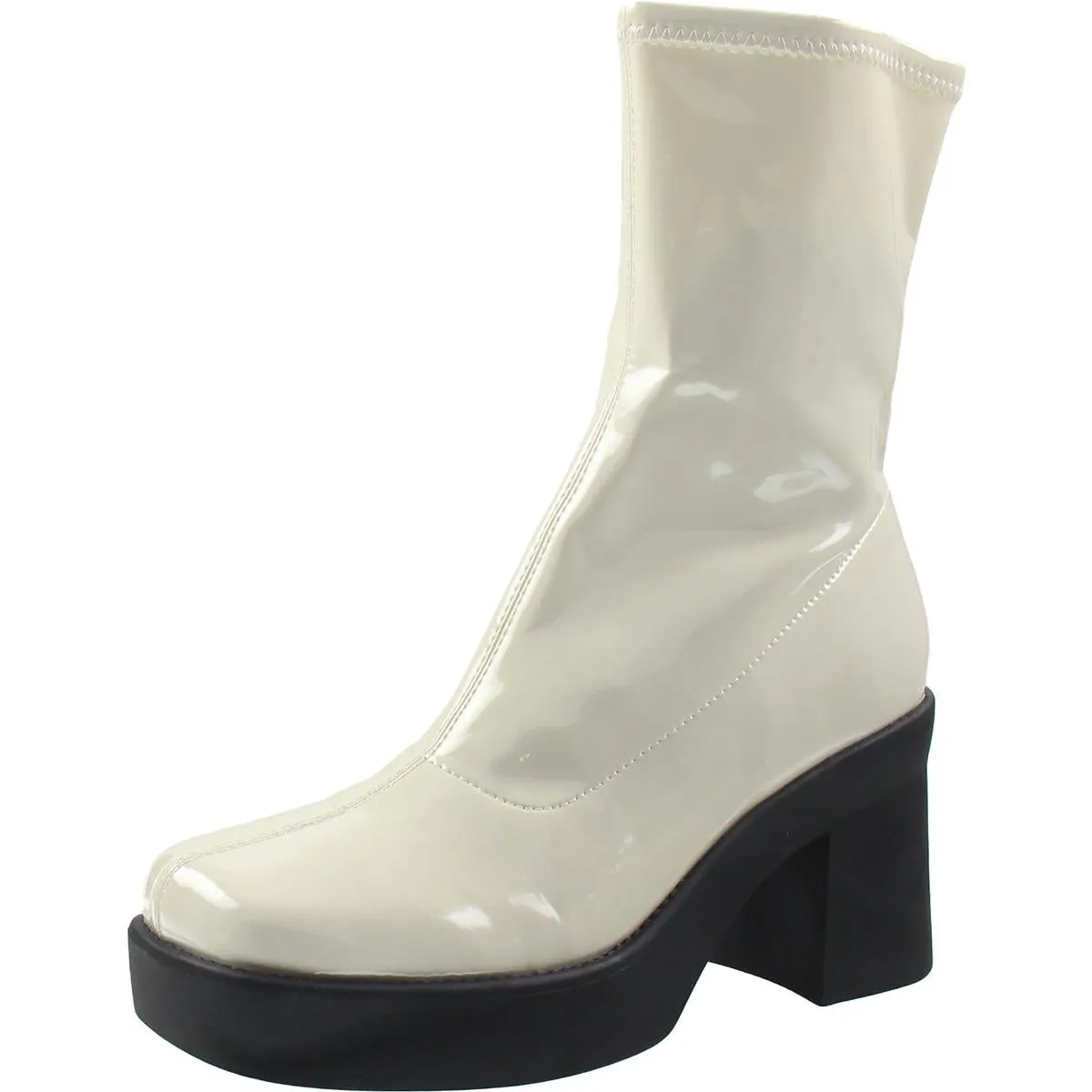 Gerri 3 Womens Patent Square Toe Mid-Calf Boots