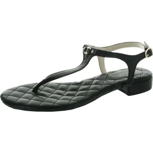 Ginifurf Womens Logo Faux Leather Flatform Sandals