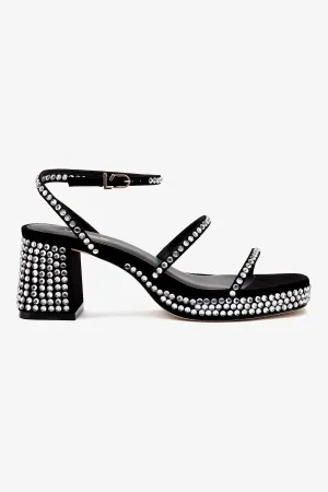 Gio Crystal Sandal In Black Suede
