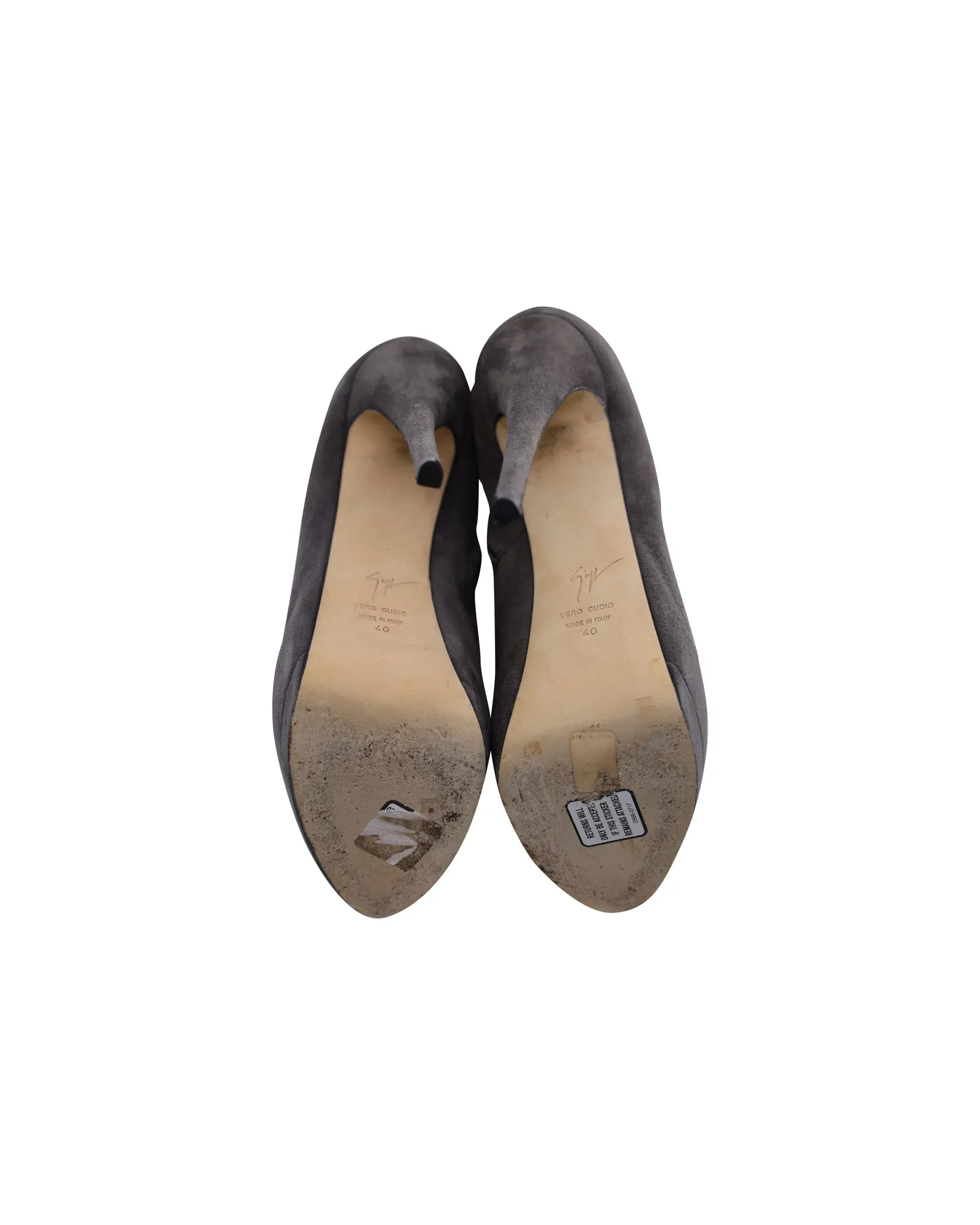 Giuseppe Zanotti Platform Heel Ankle Boots in Gray Suede