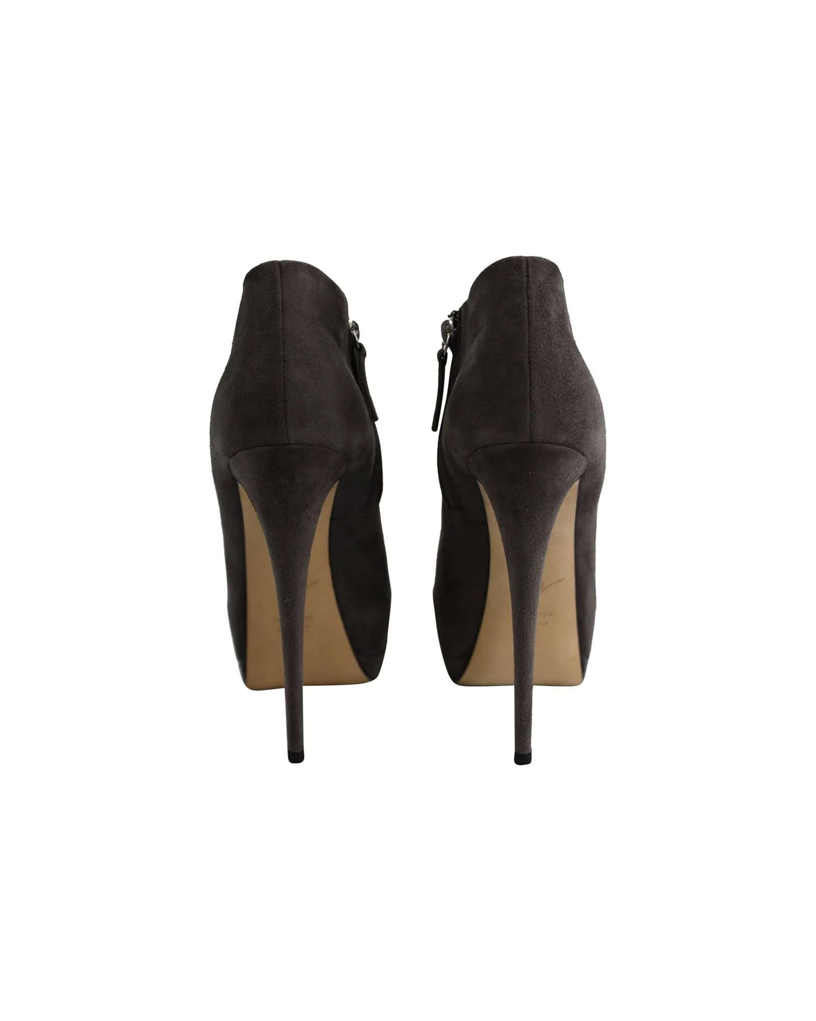 Giuseppe Zanotti Platform Heel Ankle Boots in Gray Suede