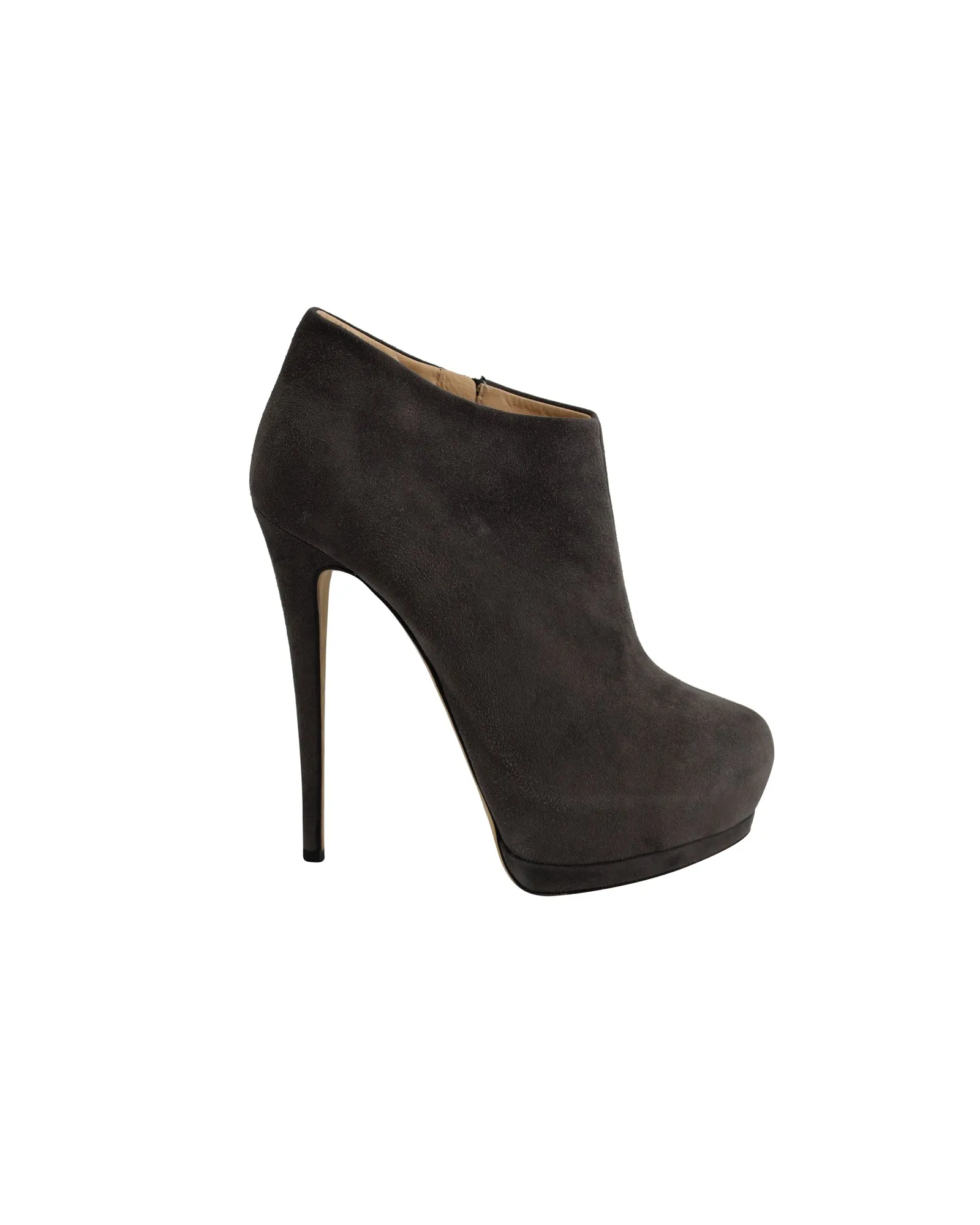 Giuseppe Zanotti Platform Heel Ankle Boots in Gray Suede