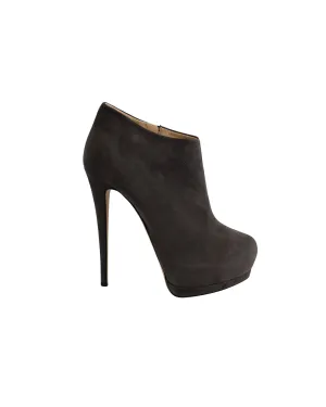 Giuseppe Zanotti Platform Heel Ankle Boots in Gray Suede