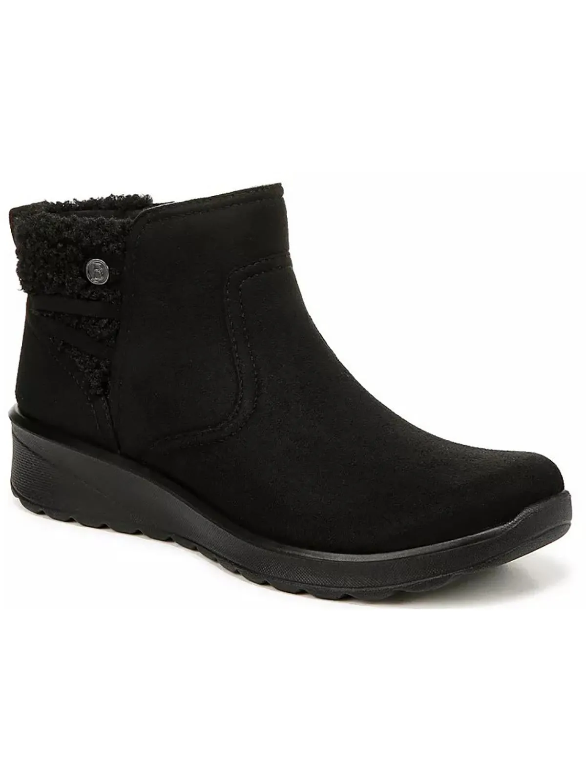 Grand Cozy Womens Contrast Trim Faux Suede Booties