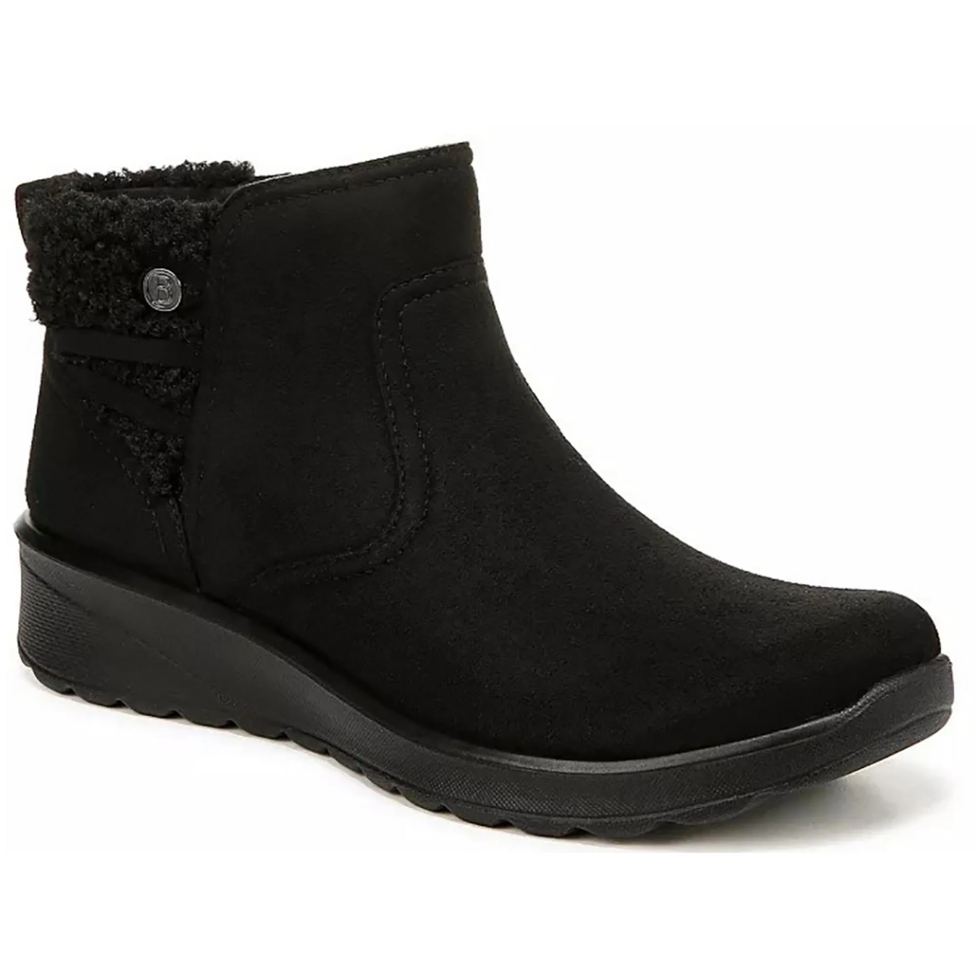 Grand Cozy Womens Contrast Trim Faux Suede Booties