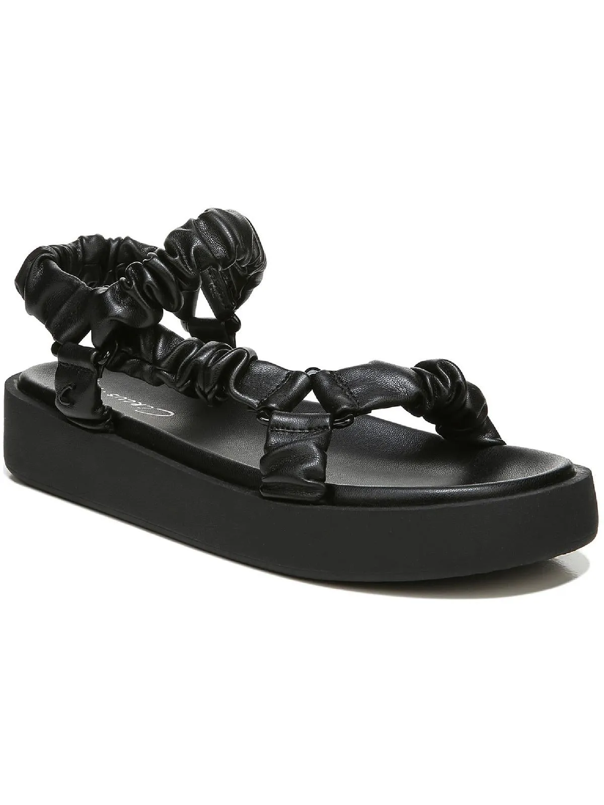 Harlene Womens Faux Leather Ankle Strap Flatform Sandals