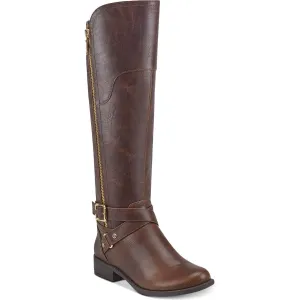 Haydin  Womens Wide Calf Faux Leather Riding Boots