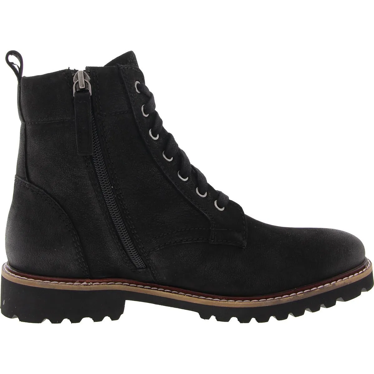 ICARA Womens Lugged Sole Leather Combat & Lace-Up Boots