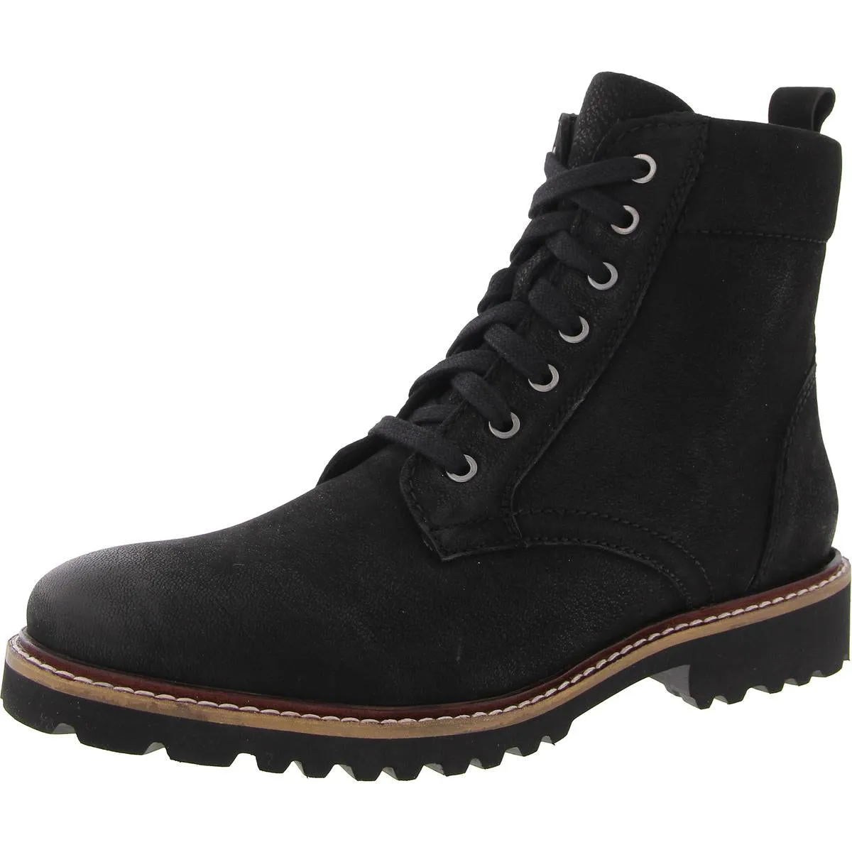 ICARA Womens Lugged Sole Leather Combat & Lace-Up Boots