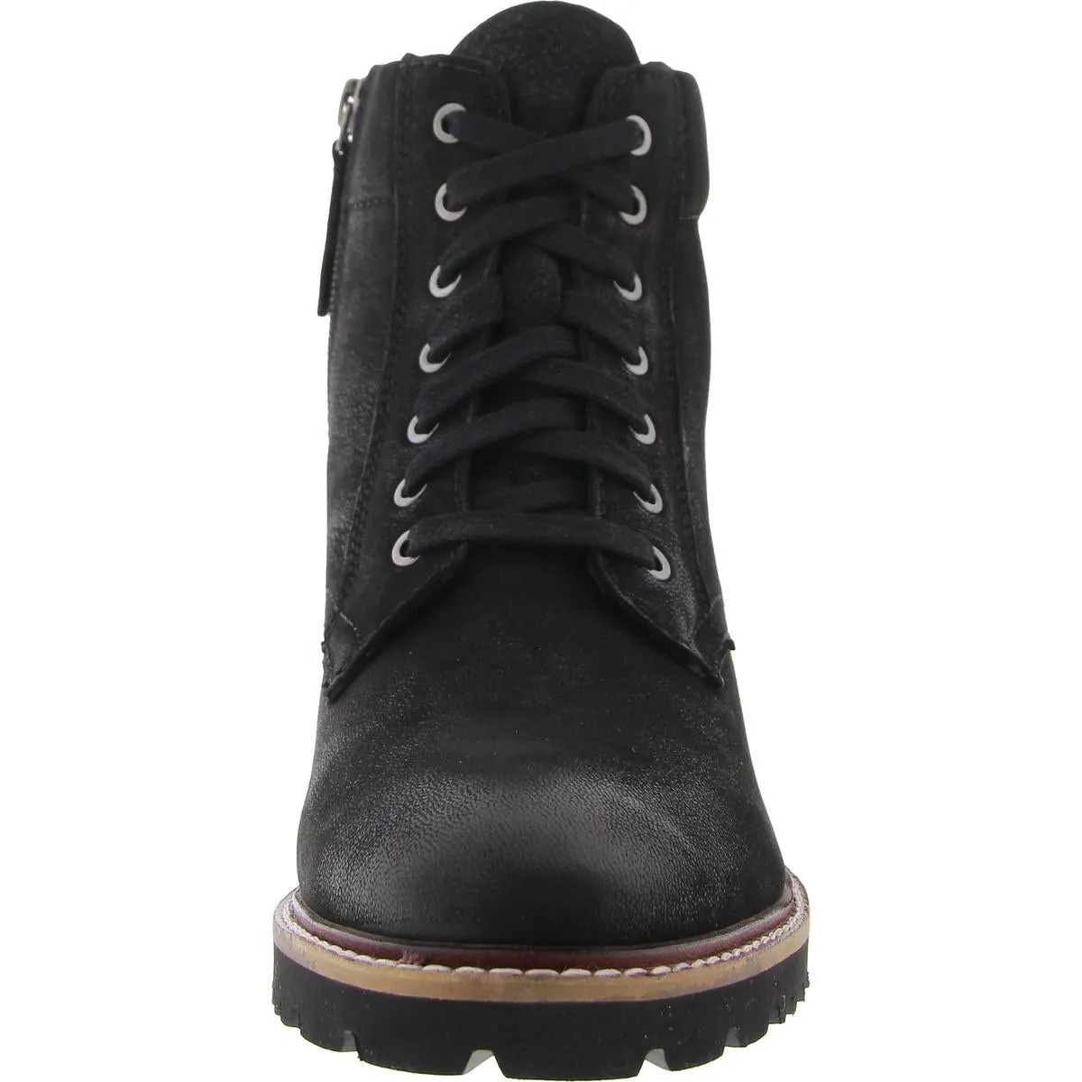 ICARA Womens Lugged Sole Leather Combat & Lace-Up Boots