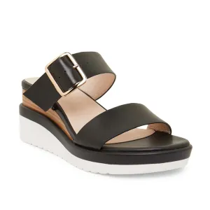 Indulge Wedge in Black Leather