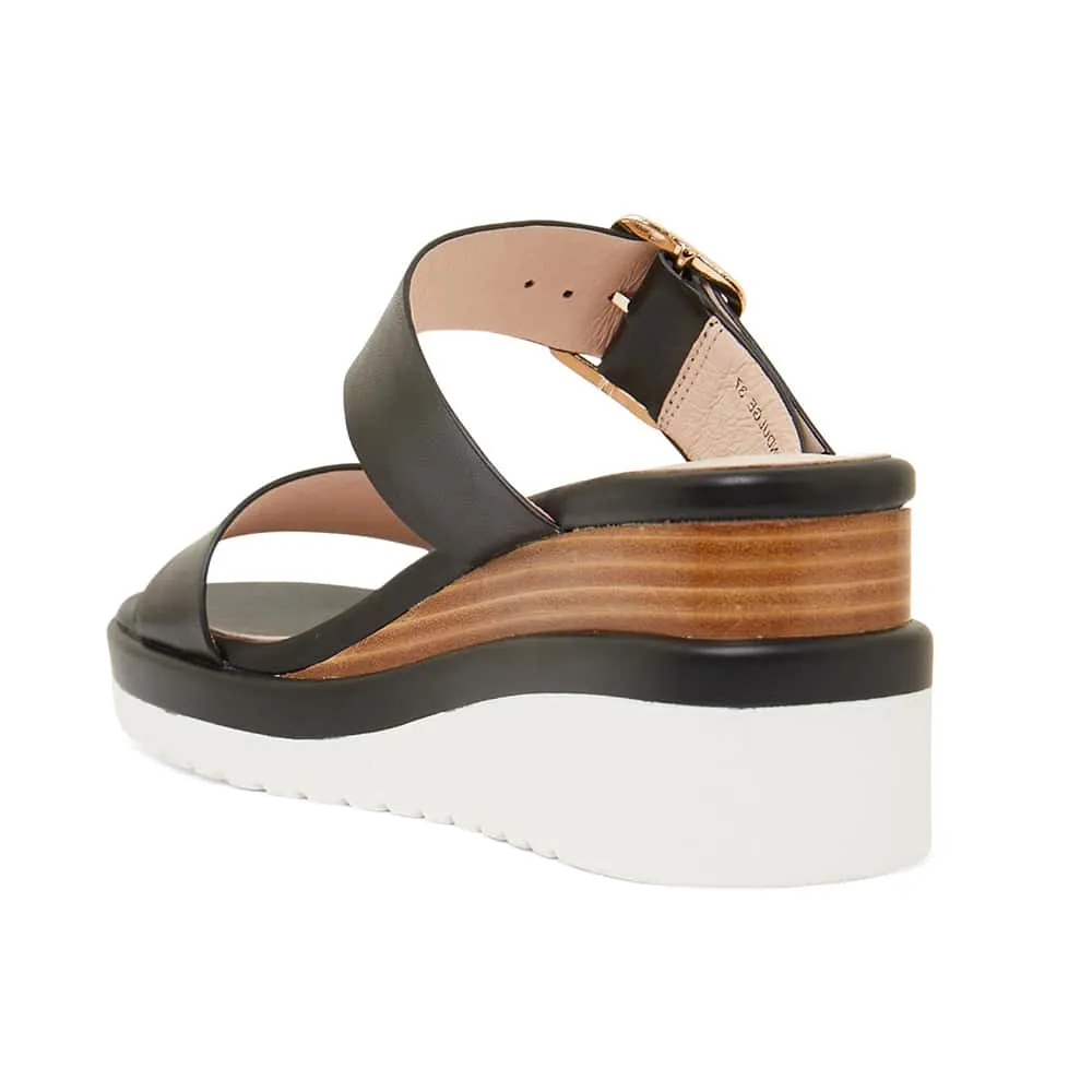 Indulge Wedge in Black Leather