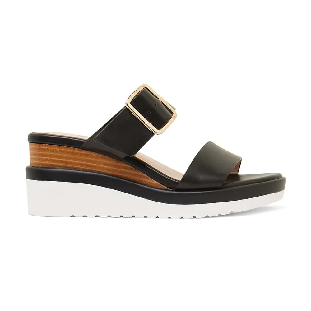 Indulge Wedge in Black Leather