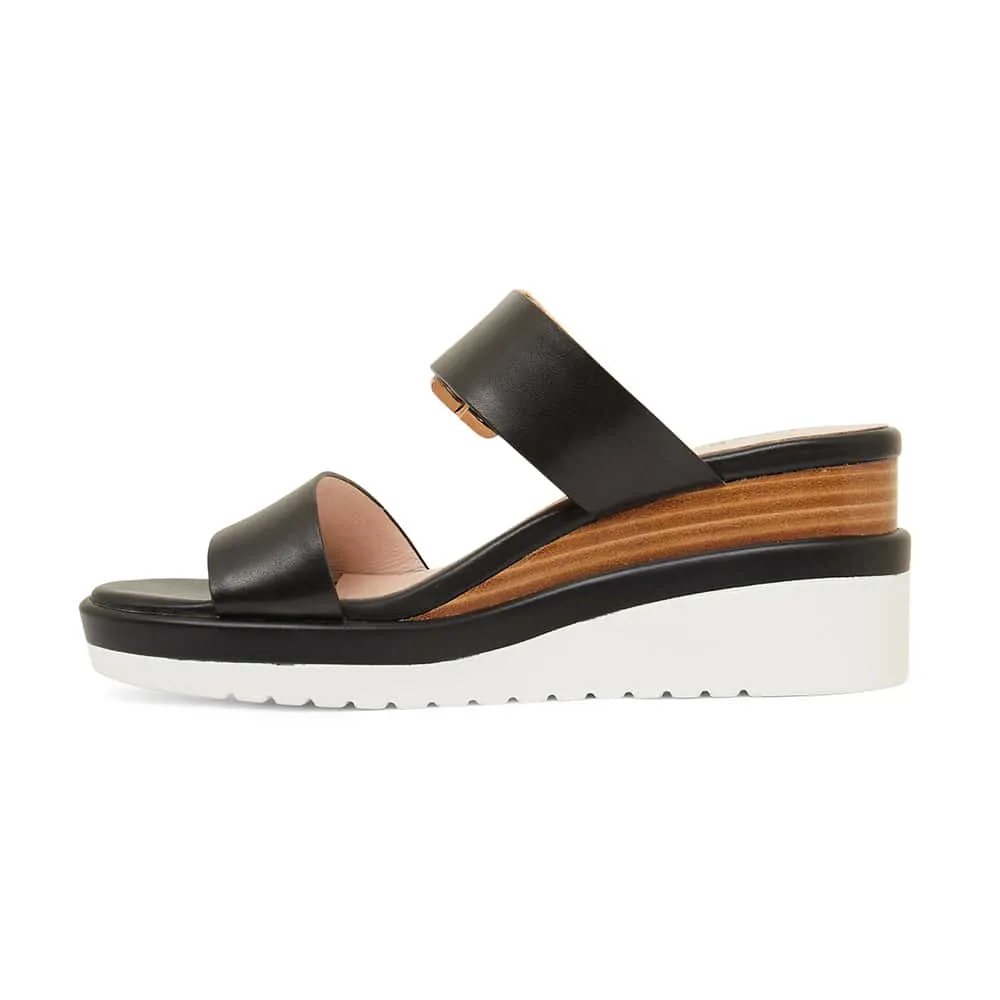 Indulge Wedge in Black Leather