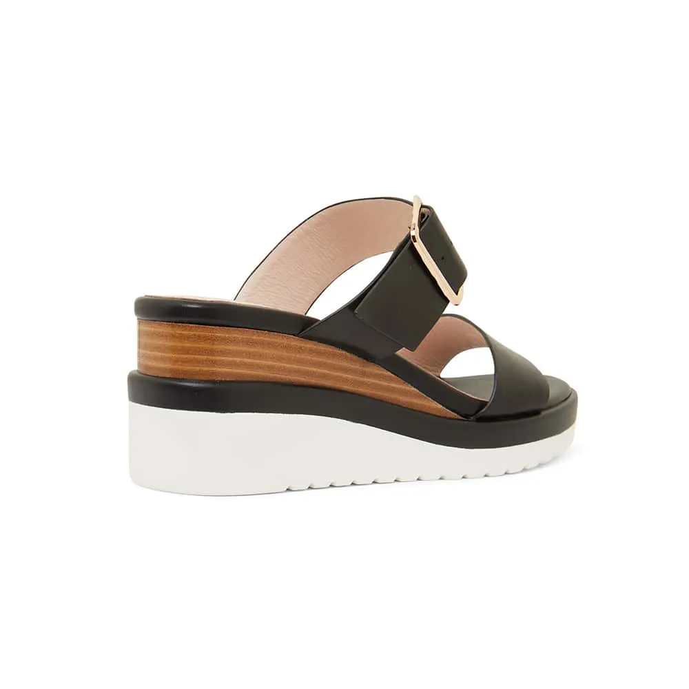 Indulge Wedge in Black Leather