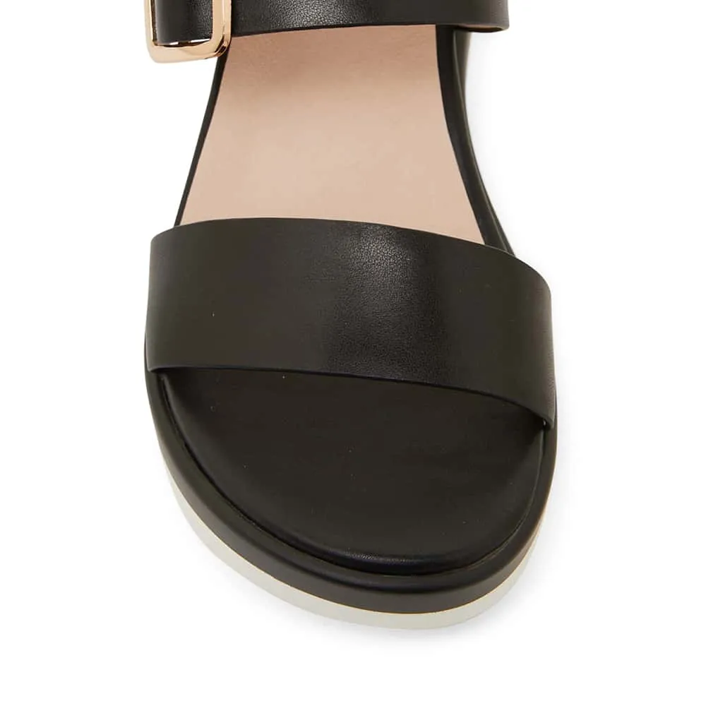 Indulge Wedge in Black Leather