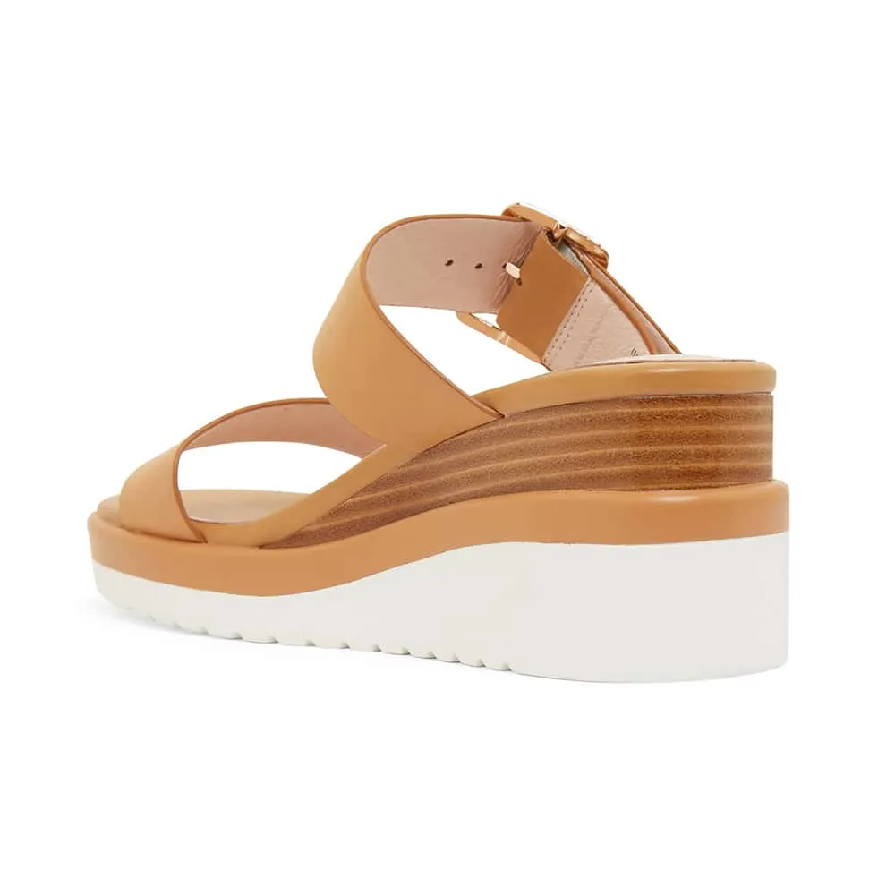 Indulge Wedge in Light Tan Leather