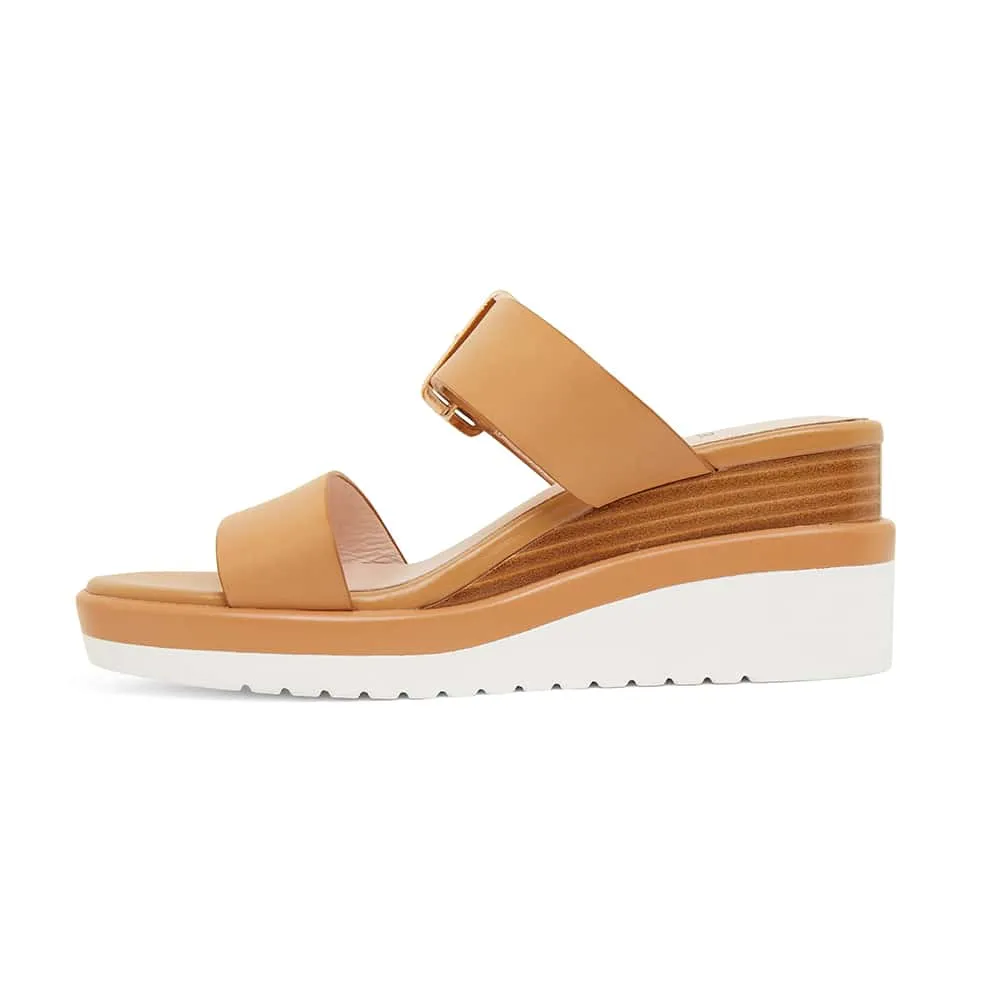 Indulge Wedge in Light Tan Leather