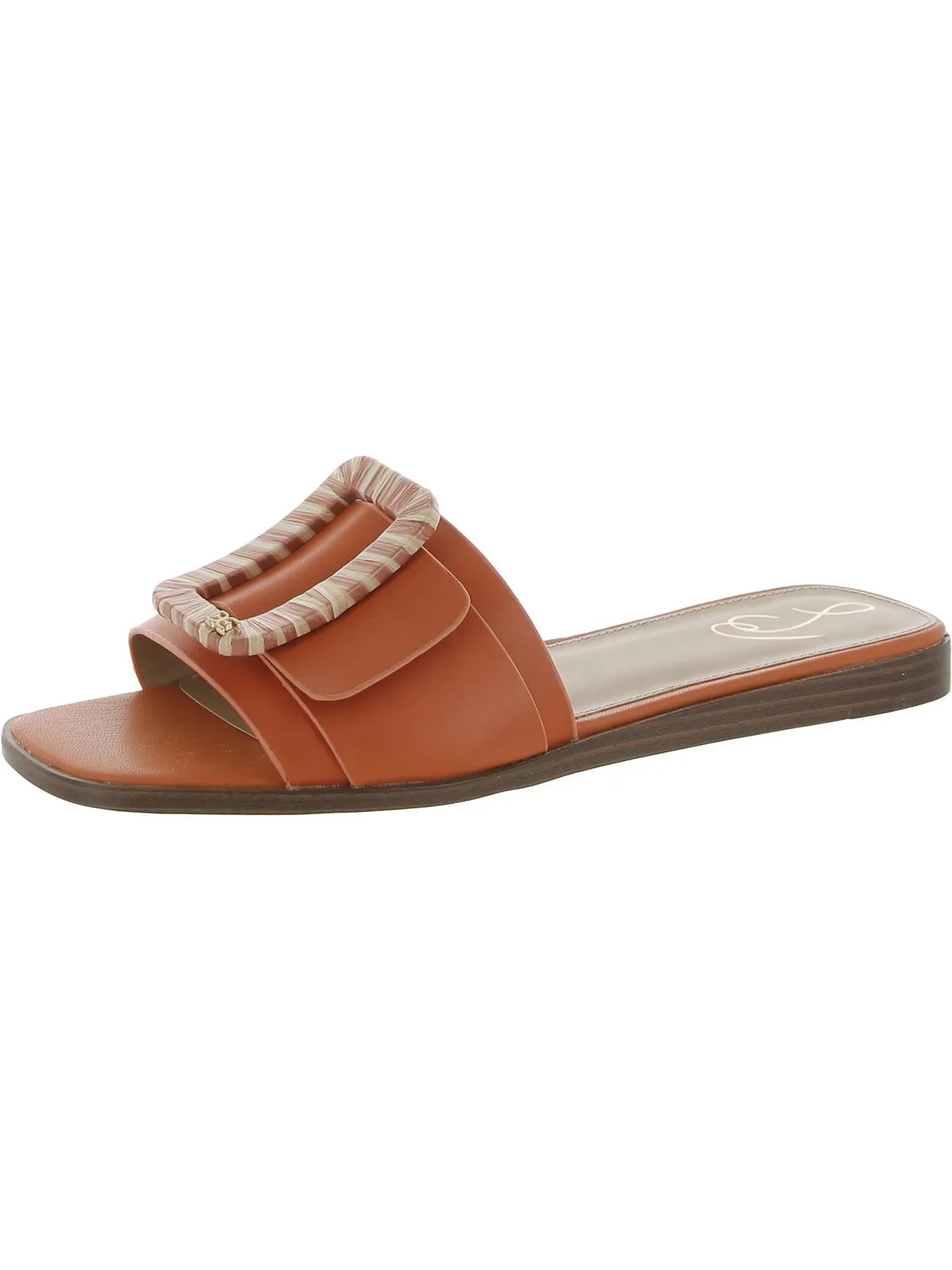 Inez Womens Buckle Square Toe Slide Sandals