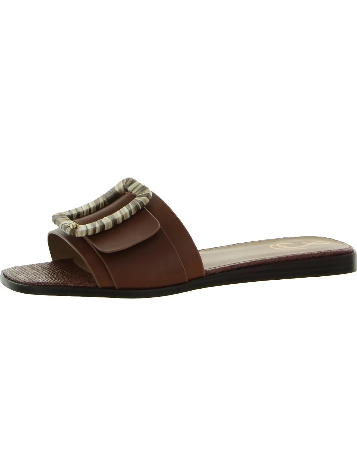 Inez Womens Buckle Square Toe Slide Sandals
