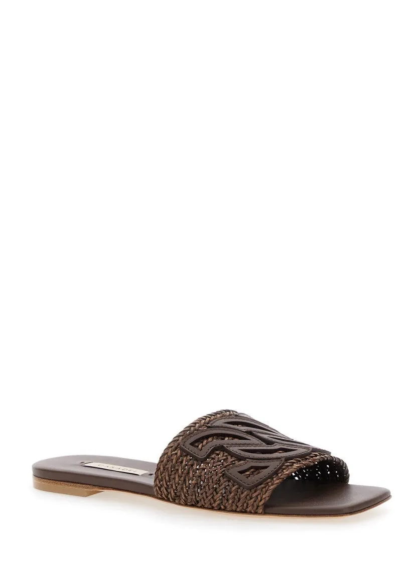 Intricately Cut-Out Woven Strap Flat Sandals