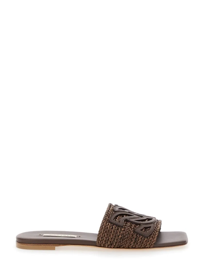 Intricately Cut-Out Woven Strap Flat Sandals