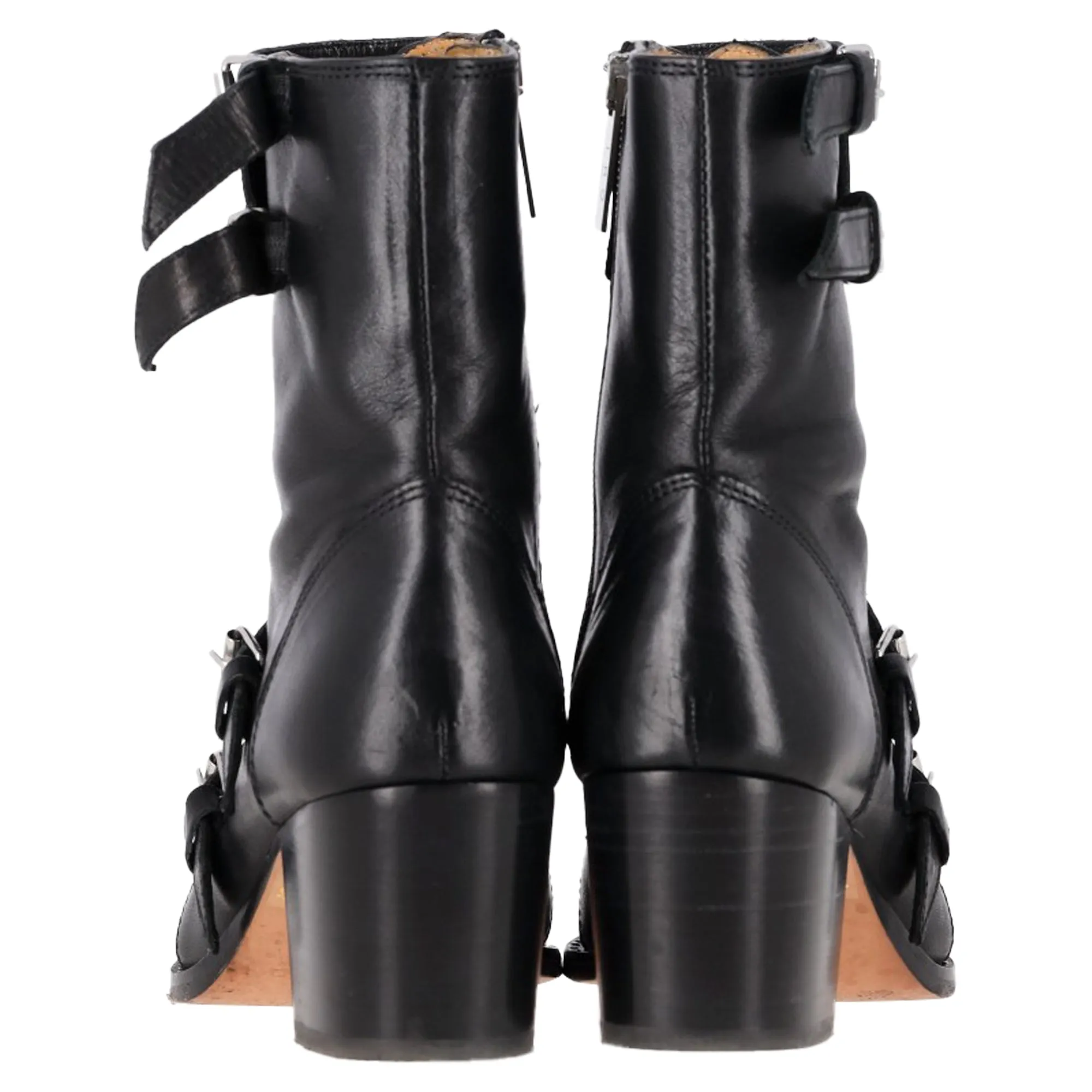 IRO Buckled Lace-up Ankle Boots in Black Leather