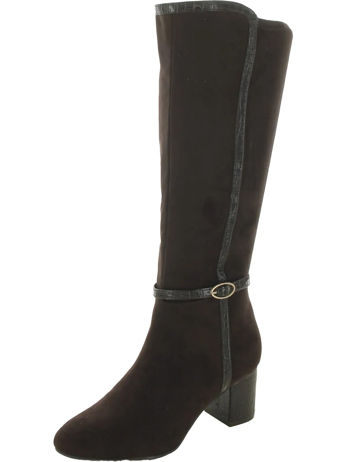 Isaleef Womens Zipper Faux Suede Knee-High Boots